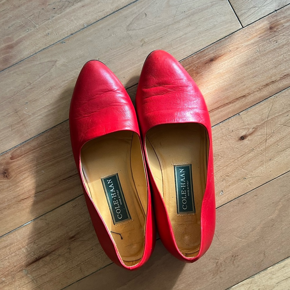 Cole Haan Red Leather Flats